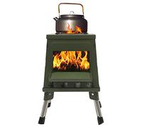 Four de tente portable avec 16 trous de chaleur, 3,4 kg, léger, pour camping et pêche, poêle à bois pliable avec sac de transport et bâton de feu, réchaud d'extérieur coupe-vent pour 3 à 5 personnes