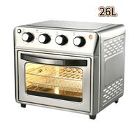 Four Électrique 26 L, Friteuse à Air Chaud 6 en 1, Mini Four 1600W avec Minuterie de 60 Minutes, 90 à 220°C, Porte à Double Vitrage