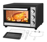 Four électrique à convection, 46L avec Tournebroche, 6 modes de cuisson, Lèchefrite avec pince, Grille de cuisson - Noir/Inox