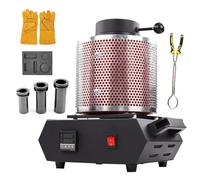 Four électrique de fonte d'or avec 3 creusets en graphite pour ferraille fondue, machine numérique de coulée de métaux de 2102 ℉ avec protection en maille, four de fusion pour raffinage