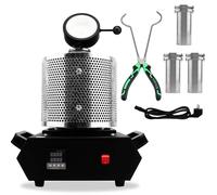 Four électrique de fusion d'or, 1 500 W, avec creuset en graphite de 1 kg et 3 kg et grille de protection pour ferraille, four de fusion numérique 2 100 °F, noir
