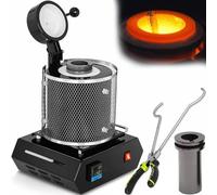 Four électrique de fusion d'or 1750 W avec creuset en graphite - Capacité de 3 kg, machine de fusion numérique en métal, 1150 ℃ / 2500 °F, protection de maille de sécurité