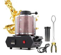 Four électrique de fusion d'or, 1750 W, petit four numérique 1150 °C avec grille anti-brûlure pour le traitement et la fusion de l'or, de l'argent, de l'aluminium et du cuivre, avec creuset