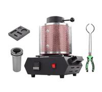 Four électrique de fusion d'or, 3 kg, 1 600 W, 1 090 °C, petit four de coulée haute température avec creuset cannelé en graphite, équipement de chauffage précis pour la fusion de l'aluminium