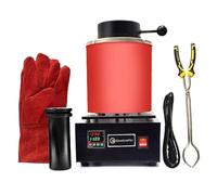 Four Électrique De Fusion D'or, Machine De Fusion De Métaux Numérique 2102℉ Pour La Fusion De Déchets, Le Raffinage De L'or, De L'argent, Du Cuivre Et De L'aluminium, Kit De Fonderie(Red,2KG)