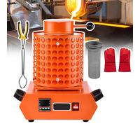 Four électrique en fonte d'or 2 000 W, machine à couler des métaux numériques 2 102 ℉, écran contrôle de la température, kit fonte de métaux avec creuset graphite ferraille, argent (orange, 3 kg)