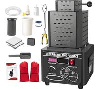 Four Électrique Fusion D'or 5000 W, 1600 °C / 2912 °F, Machine Fusion Métaux Numérique, Mini Four Fusion À Moyenne Fréquence Avec Creuset En Graphite 2/3 Kg, Four Fonderie Four Coulée Black-2KG