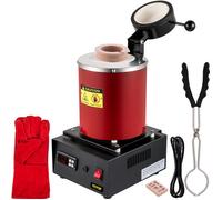 VEVOR Four de Fusion Électrique 1350 W, Four de Fusion d'Or, Température Maximale 1150℃, avec Creuset en Céramique 3 kg, Moule à Lingots et Gants, pour Traitement des Métaux Précieux, Argent, Alu