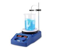 FOUR E'S SCIENTIFIC Agitateur magnétique 5 l avec plaque chauffante - Mélangeur magnétique - 280 °C - 100-1500 tr/min - 5000 ml - Écran LED - Avec support de capteur PT1000