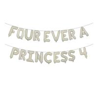 Four Ever a Princess Décorations d'anniversaire - Guirlande de ballons multicolores en forme de chiffre 4 - Bannière de ballons en aluminium pour enfants de 4 ans - Fournitures de décoration de fête