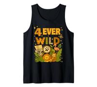 Four Ever Wild 4ème Anniversaire Animaux de la Jungle pour garçons et Filles Débardeur