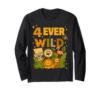 Four Ever Wild 4ème Anniversaire Animaux de la Jungle pour garçons et Filles Manche Longue
