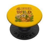 Four Ever Wild 4ème Anniversaire Animaux de la Jungle pour garçons et Filles PopSockets PopGrip Adhésif