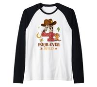 Four Ever Wild Western Cowboy 4ème Anniversaire 4 Ans garçons Manche Raglan