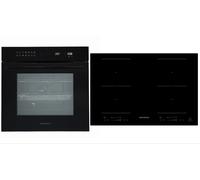 Four / Fourneau Plaque Cuisson Noir Induction 77cm Kit Autonome Minuteur