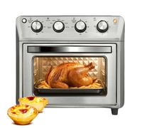 Four Friteuse À Air 26L Inox 1600W, 90-230°C, 60 Min, Multifonction Air Fry/Cake/Pizza/Grill, Avec Panier Et Plateau, Prise UE