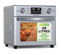 Four friteuse air chaud - WOOPSO - 26L - 1700W - Rôtissoire - 10 programmes - Argent - 38x42,5x40 cm - Cuisson saine