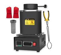 Four Fusion D'or Électrique 1500w,Avec Creuset Graphite,Gants Isolants Thermiques,Pinces Creuset,Pour Ferraille Fondue,Machine Fusion Métaux Numérique,Contrôle De Température Pid,Black-3kg