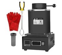 Four Fusion D'or Électrique 1500w,Machine Fusion Métaux Numérique, Affichage Numérique Led,Avec Creuset Graphite,Gants Isolants Thermiques,Pinces Creuset,Pour Or,Argent,Aluminium Black-3kg