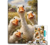 Four Geese Taking A Selfie Puzzle Adulte 1000pcs (70x50cm) pour Passionnés | Un cadeau d’hiver pour adultes pour les soirées d’hiver, pour les loisirs en intérieur.