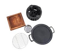 Four grill double mode avec plaque de cuisson antiadhésive amovible et boîte à charbon indépendante pour griller sans fumée. Convient pour l'intérieur et l'extérieur. Corps en alliage d'aluminium