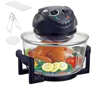 Four halogène multifonction, friteuse à air halogène 12 L avec température et minuterie réglables, friteuse à air pour four halogène de comptoir 1300 W, conserve les nutriments et les saveurs black