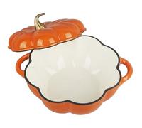 Four hollandais à citrouille Marmite à soupe en fonte émaillée avec couvercle, style cocotte-minute, 2,8 litres, compatible toutes les cuisinières
