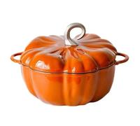 Four hollandais à citrouille Marmite créative en fonte émaillée de 3,76 L, motif citrouille, orange exquis, 24 cm, for four, cuisinière, universelle, for 2 à 6 personnes