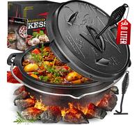 Four hollandais BBQ en fonte avec pieds - KESSER - 9 0 litres - Couvercle utilisable comme poêle