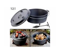 Rosenstein & Söhne : Four hollandais en fonte 12 L avec pieds de support et couvercle/poêle 2 en 1