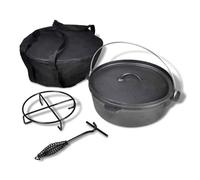 Four hollandais en fonte 5,6 l avec couvercle, anse, support et sac de transport, résistant au four, résistant à la chaleur, idéal pour cuisiner, braiser, rôtir