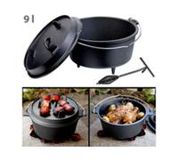 Rosenstein & Söhne : Four hollandais en fonte 9 L avec pieds de support et couvercle/poêle 2 en 1 G