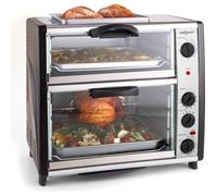 Four lectrique double compartiment avec plaque de grill 42L - OneConcept All-You-Can-Eat - 2400W - Inox argent