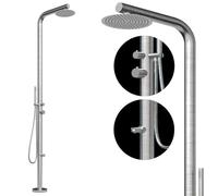 Four & More Douche de Jardin Design - Douche extérieure - Douche de Piscine - Colonne de Douche en Acier Inoxydable brossé V4A / 316 - Modèle NOE avec raccordement d'eau Chaude et Froide pour Le