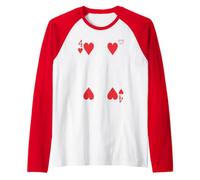 Four of Hearts Playing Card Easy Halloween Group Costume Manche Raglan