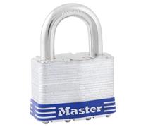 Four-Pin Tumbler Laminated Steel Lock, 2" Wide, Silver/Blue, Two Keys