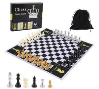 Four Players Chess Board Game Four Person Chess Set Game Unique Team Chess Set Mouse Pad Material with 4 Sets of Chess Pieces (64 Pieces) 2-4 Person Adult Game Portable Game Set (Mat)