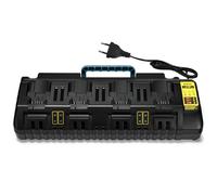 Four-Port Chargeur de Batterie Li-ION 12 V/18 V/20 V Compatible avec DEWALT - Affichage LED Intelligent, Protection Contre la surchauffe et la Surcharge, Fixation Murale