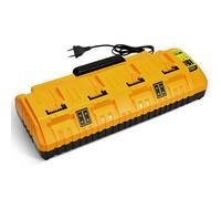 Four-Port Chargeur de Batterie Li-ION 12 V/18 V/20 V Compatible avec DEWALT - Affichage LED Intelligent, Protection Contre la surchauffe et la Surcharge, Fixation Murale