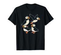 Four Puffin Bird Colorful Beak Coastal T-Shirt