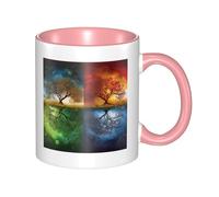 Four Season Tree of Life Tasse à café en céramique bicolore 330 ml - Tasse à thé classique, tasse cadeau, passe au micro-ondes, au bureau et à la maison