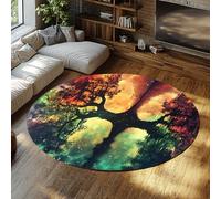 Four Seasons Arbre à Poils Ras Lavable Cercle Tapis mystérieux botanique Doux Rond pour Chambre à Coucher Maison Salon Salle à Manger décor 91cm(Rond)