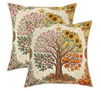 Four Seasons Lot de 2 housses de coussin Motif arbre nature 45,7 x 45,7 cm