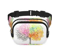 Four Seasons Spring Tree Unisexe Taille Réglable Carré Double Couche Ceinture Sac pour Activités de Plein Air Voyage, Course à Pied Randonnée, Noir , Taille unique