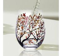 Four Seasons Tree Collection de verres à vin sans pied peints à la main avec couleurs printemps/été/automne/hiver, motif floral et feuilles pour cocktails