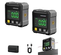 Four-sided magnetic digital angle gauge, four-sided magnetic digital angle gauge, rechargeable bevel ruler (with bevel percentage) woodworking measurement tool (Black + Black)