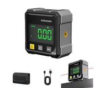 Four-sided magnetic digital angle gauge, four-sided magnetic digital angle gauge, rechargeable bevel ruler (with bevel percentage) woodworking measurement tool (Black)