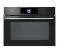 Four vapeur combiné 45 cm-Verre noir Soft Black-50 L Ecran tactile-20 fonctions-Système cyclonique pour une cuisson à la vapeur fine-Cuisson par étape-Sonde culinaire-Rails télescopiques 1 niveau N