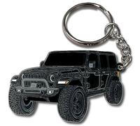 FOUR WHEEL BEAST Porte-clés Jeep Wrangler - Accessoires sous licence officielle Jeep Rubicon JL JKU 2024 2023, noir, 2" x 1.5"