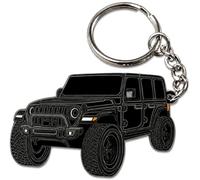 FOUR WHEEL BEAST Porte-clés Jeep Wrangler - Accessoires sous licence officielle Jeep Rubicon JL JKU 2024 2023, noir, 2" x 1.5"